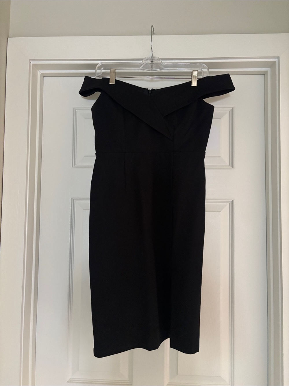 Off-Shoulder Black Sheath Dress